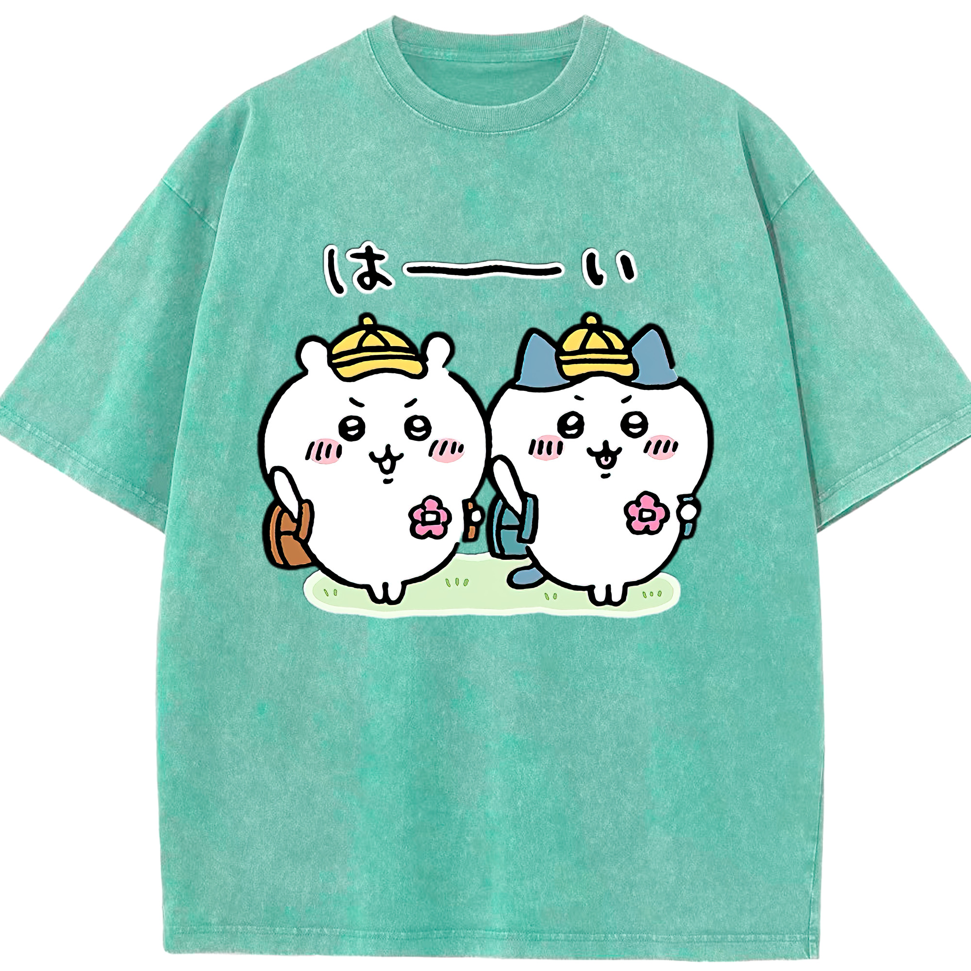 （画像用） ちいかわ ハチワレ Chii-kawa hachiware 綿100% ヴィンテージ風 半袖Tシャツ（フロントプリント）
